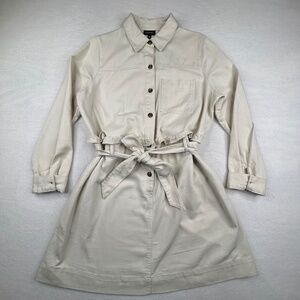 Who What Wear women's Tan Beige size Medium Tie waist Belted Shirtdress
